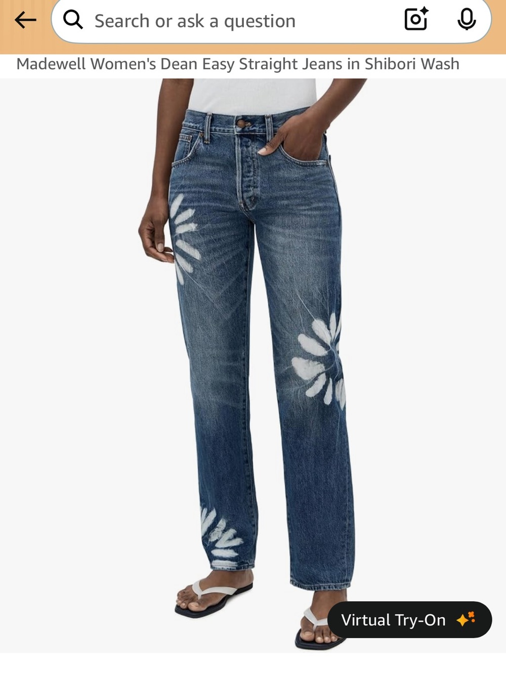 NWOT! Madewell dean easy straight jeans shibori wash
